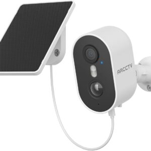 ARCCTV 4MP Solar-Powered Wireless Outdoor Security Camera, Rechargeable WiFi Home Surveillance Camera with Dual-Band WiFi, PIR Motion Detection, Full-Color Night Vision, Mobile App Alerts & Easy Remote Control