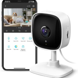 TP-Link Tapo C100 1080P Indoor Security Camera, Smart Baby Monitor & Pet Camera with Motion Detection, Two-Way Audio, Built-In Siren, Night Vision, Cloud & SD Card Storage, Compatible with Alexa and Google Home