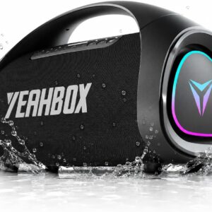 YEAHBOX Sonic Boom MAX 300W Bluetooth Party Speaker, Powerful Large Wireless Speaker with Massive Bass, IPX66 Waterproof Portable Speaker, Built-In Subwoofer, Custom EQ, Fast Charging, Outdoor Bluetooth Speaker