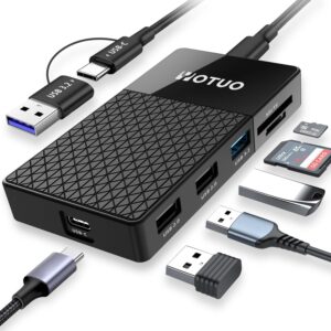YOTUO M.2 NVMe SSD Enclosure with USB Hub & Card Reader, 10Gbps USB-C 3.2 External SSD Case for 2230/2242/2260/2280 M.2 Drives, Built-In SD/TF Card Reader, USB Hub, Compatible with Windows, Mac, Android & iOS